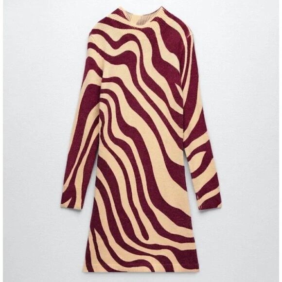 ZARA Long Sleeve Knit Dress Short New - Picture 6 of 7